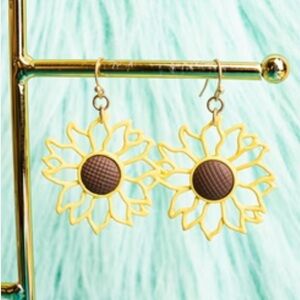Sunflower Gold and Brown Earrings